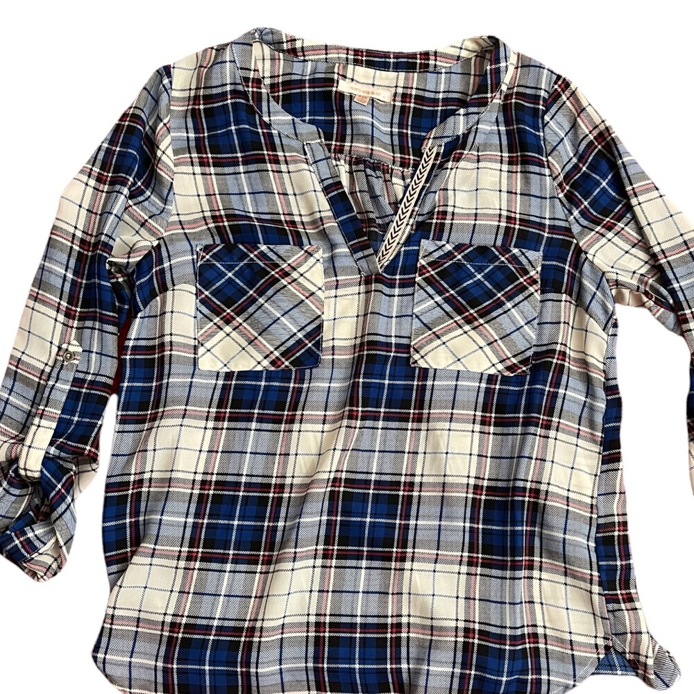 Skies are Blue Plaid Blouse - XSP